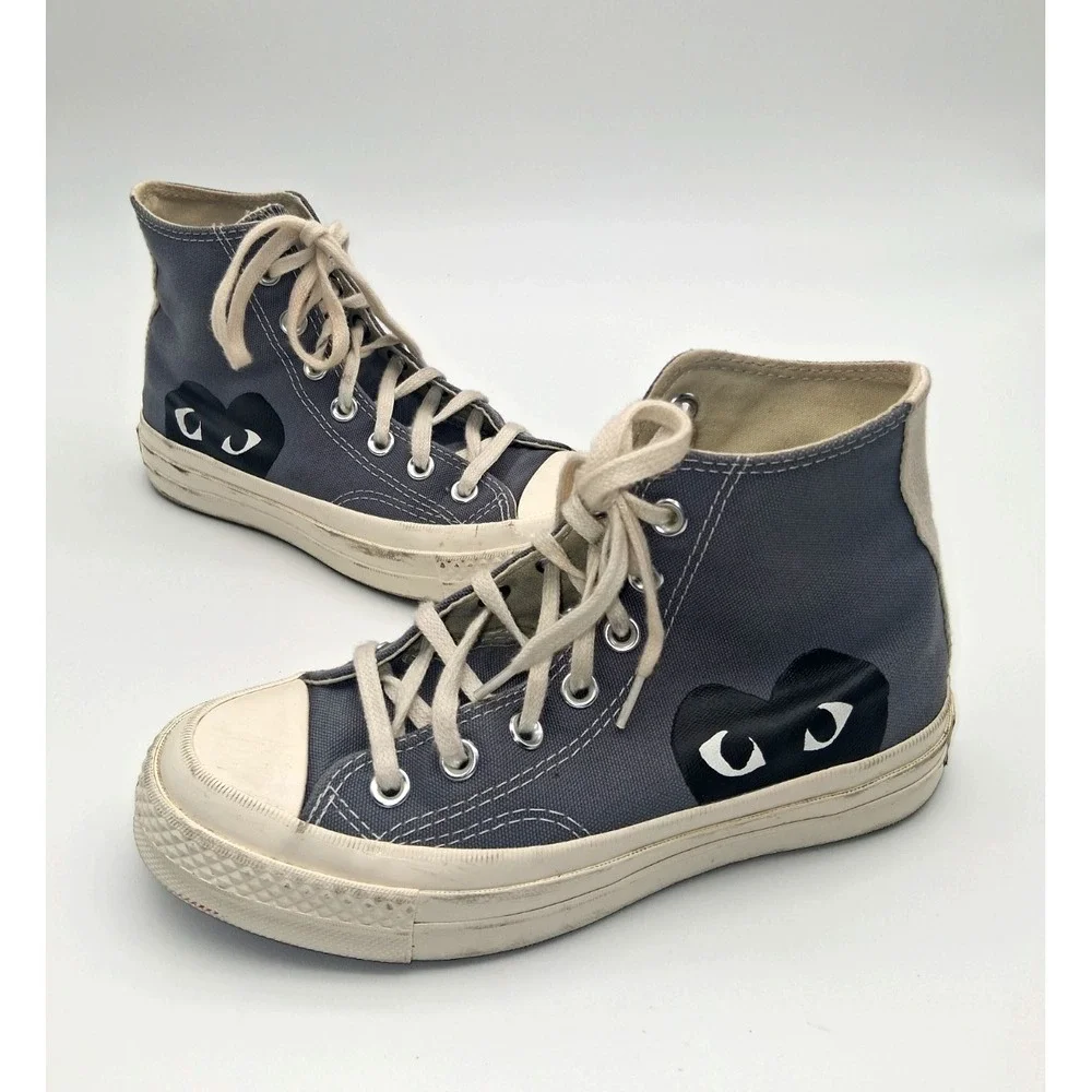Converse x Comme des Garcons PLAY Chuck Taylor Hi Gray Heart Eyes Sneakers M4 W6